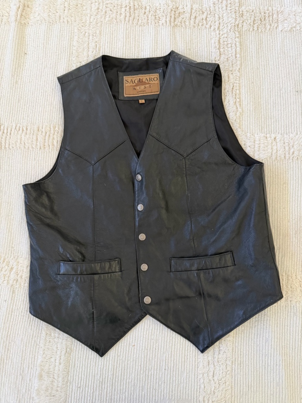 Saguaro West Men's Black Leather Vest